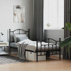 vidaXL Metal Bed Frame without Mattress with Footboard Black 90x200cm 1