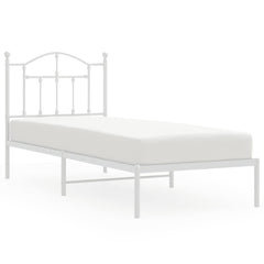 vidaXL Metal Bed Frame without Mattress with Headboard White 90x190cm 2