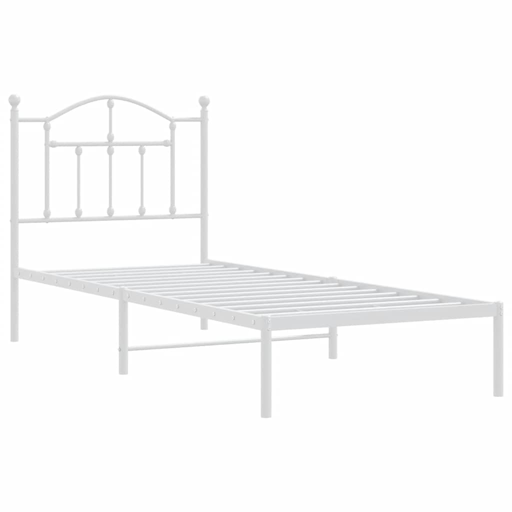 vidaXL Metal Bed Frame without Mattress with Headboard White 90x190cm 3
