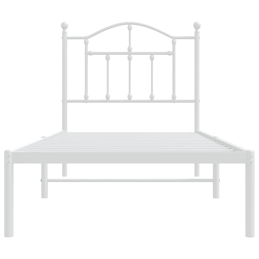 vidaXL Metal Bed Frame without Mattress with Headboard White 90x190cm 5