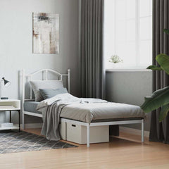 vidaXL Metal Bed Frame without Mattress with Headboard White 90x190cm 1
