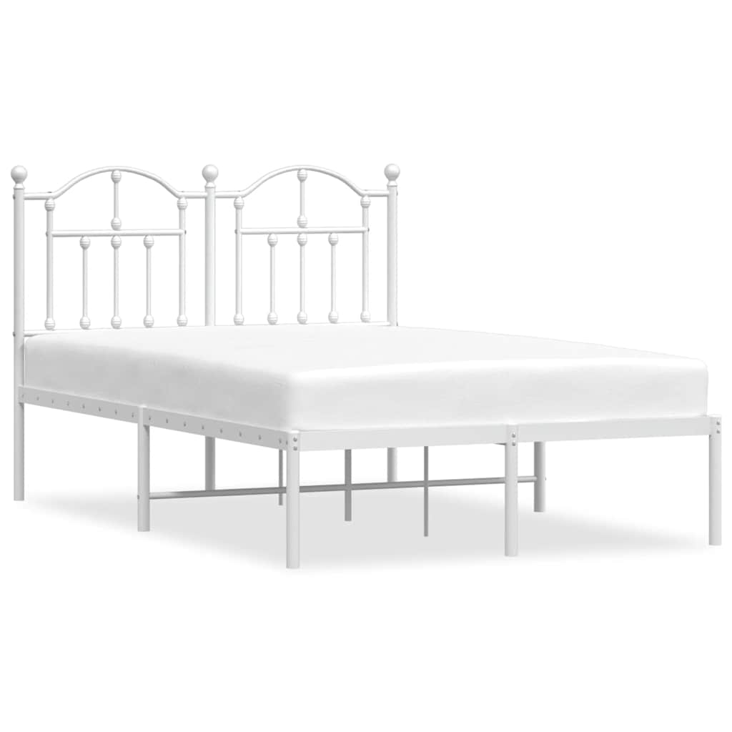 vidaXL Metal Bed Frame without Mattress with Headboard White 120x200cm 2