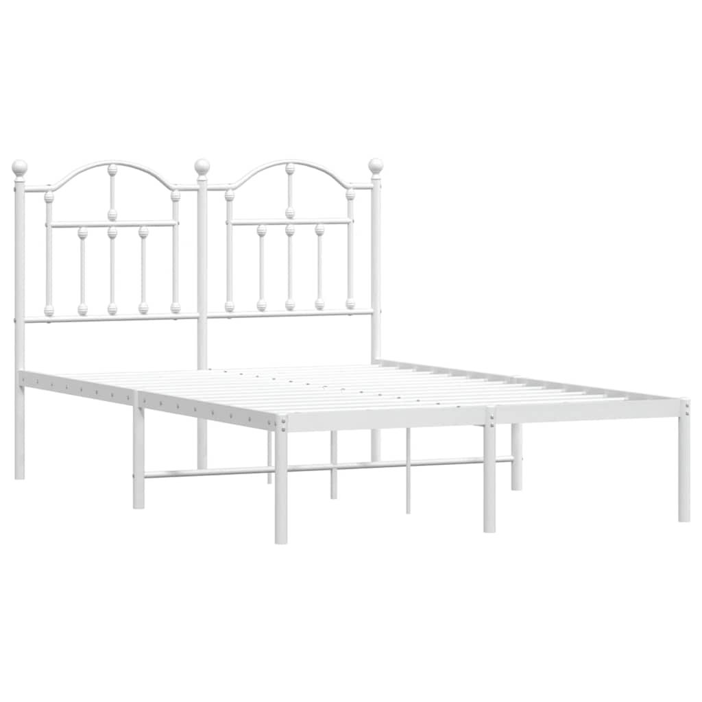 vidaXL Metal Bed Frame without Mattress with Headboard White 120x200cm 3