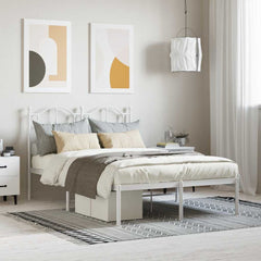 vidaXL Metal Bed Frame without Mattress with Headboard White 120x200cm 1