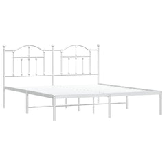 vidaXL Metal Bed Frame without Mattress with Headboard White 183x213cm 3