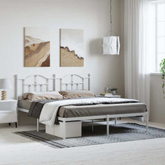 vidaXL Metal Bed Frame without Mattress with Headboard White 183x213cm 1
