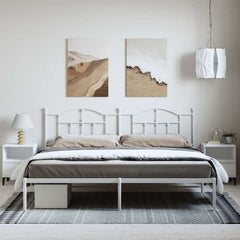 vidaXL Metal Bed Frame without Mattress with Headboard White 193x203cm 4