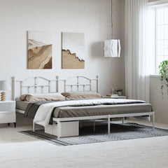 vidaXL Metal Bed Frame without Mattress with Headboard White 193x203cm 1