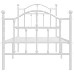 Metal Bed Frame without Mattress with Footboard with Headboard & Footboard White 75 cm 190 cm