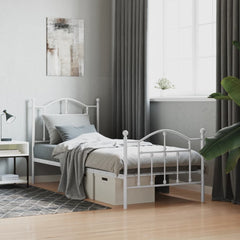 Metal Bed Frame without Mattress with Footboard with Headboard & Footboard White 80 cm 200 cm