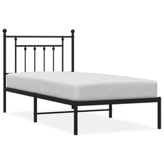 vidaXL Metal Bed Frame without Mattress with Headboard Black 90x190cm 2