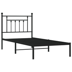 vidaXL Metal Bed Frame without Mattress with Headboard Black 90x190cm 3
