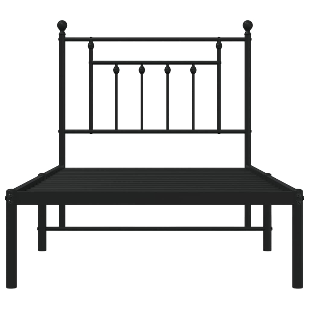 vidaXL Metal Bed Frame without Mattress with Headboard Black 90x190cm 6