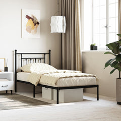 vidaXL Metal Bed Frame without Mattress with Headboard Black 90x190cm 1