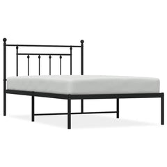 vidaXL Metal Bed Frame without Mattress with Headboard Black 100x200cm 2