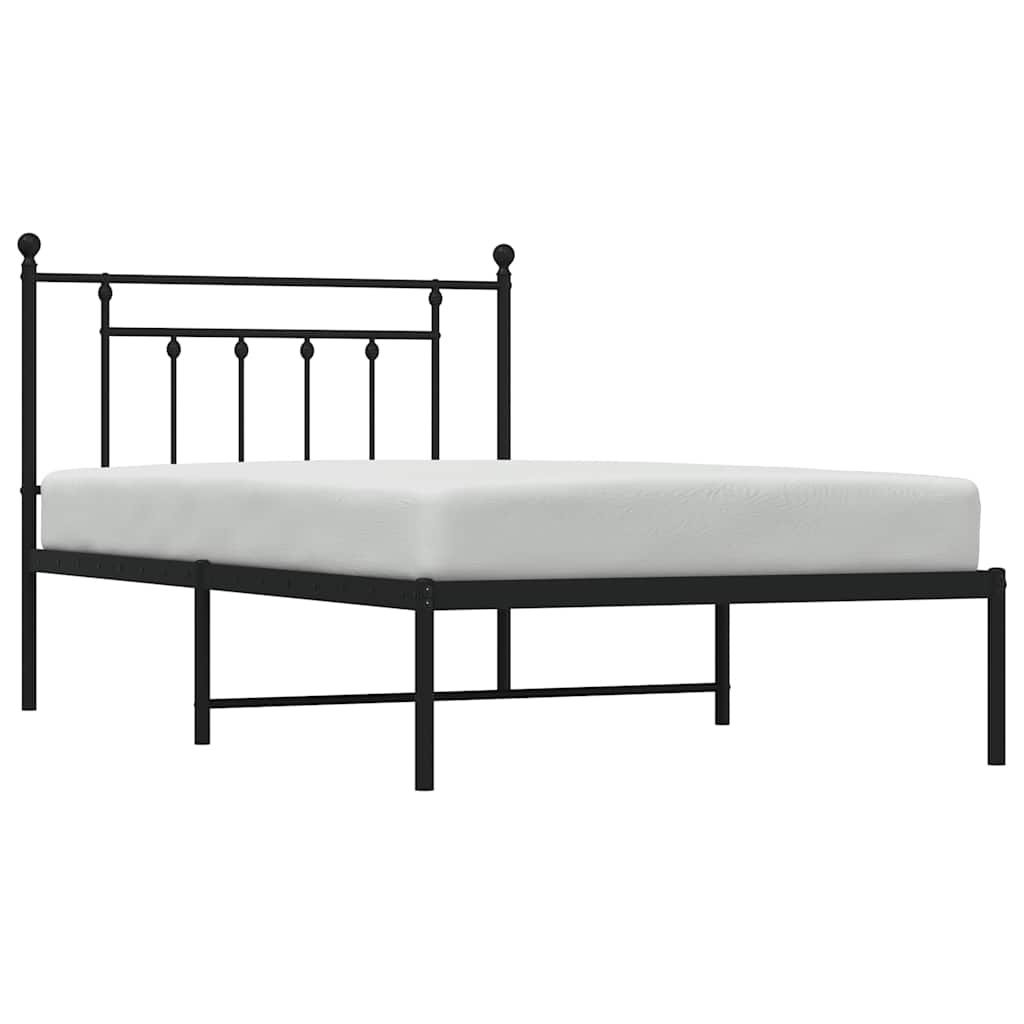 vidaXL Metal Bed Frame without Mattress with Headboard Black 100x200cm 5