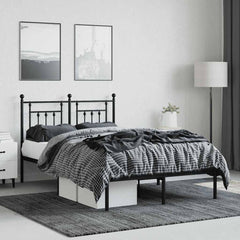 vidaXL Metal Bed Frame without Mattress with Headboard Black 120x190cm 4