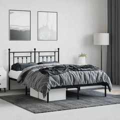 vidaXL Metal Bed Frame without Mattress with Headboard Black 140x200cm 4