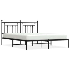 vidaXL Metal Bed Frame without Mattress with Headboard Black 183x213cm 2
