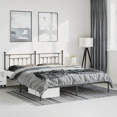 vidaXL Metal Bed Frame without Mattress with Headboard Black 183x213cm 1