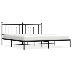 vidaXL Metal Bed Frame without Mattress with Headboard Black 193x203cm 2