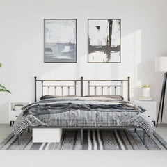 vidaXL Metal Bed Frame without Mattress with Headboard Black 193x203cm 4