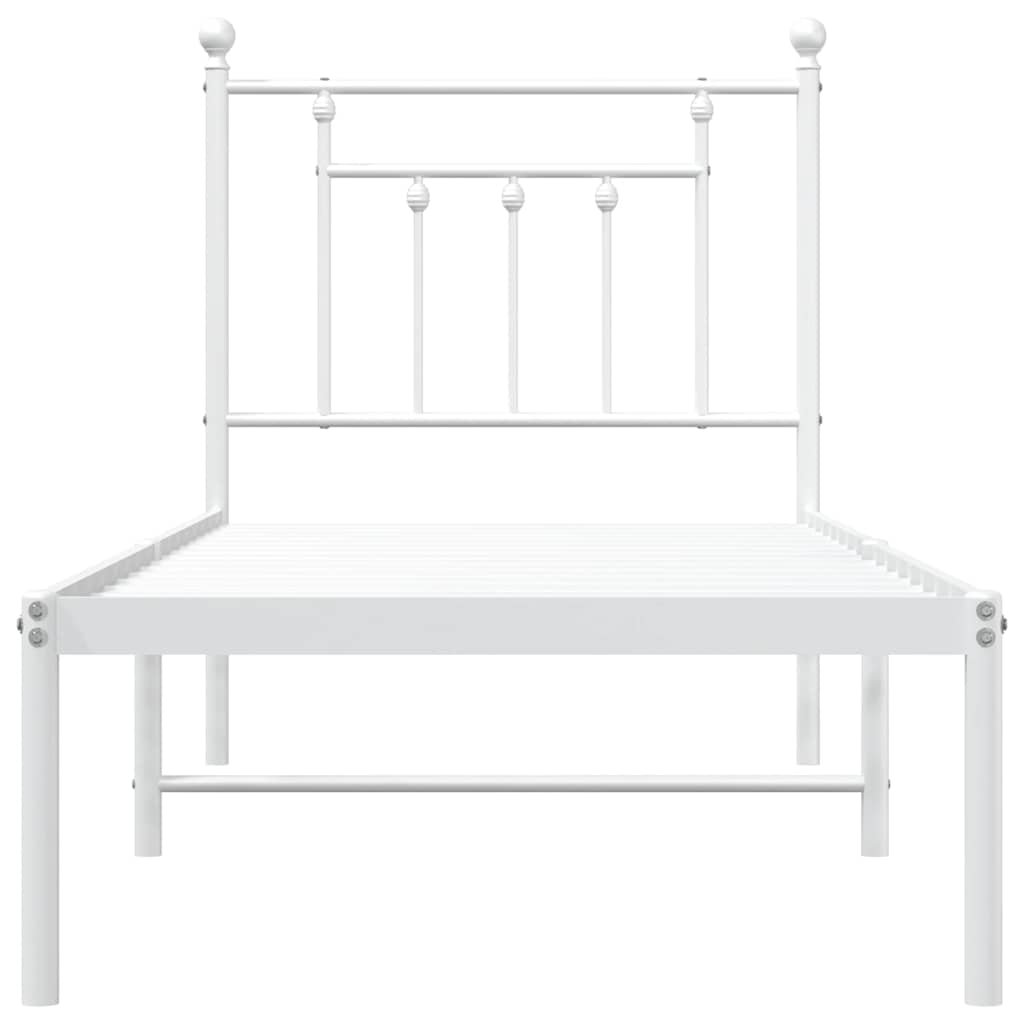 vidaXL Metal Bed Frame without Mattress with Headboard White 75x190cm 6
