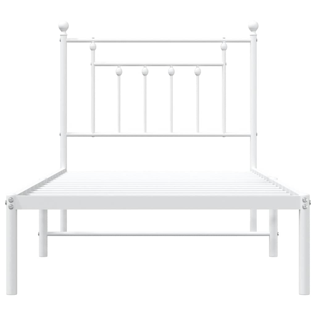 vidaXL Metal Bed Frame without Mattress with Headboard White 90x190cm 6