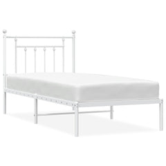 vidaXL Metal Bed Frame without Mattress with Headboard White 90x200cm 2