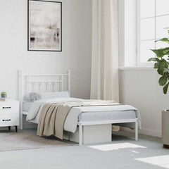vidaXL Metal Bed Frame without Mattress with Headboard White 90x200cm 4