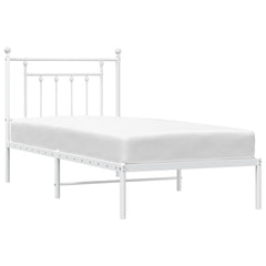 vidaXL Metal Bed Frame without Mattress with Headboard White 90x200cm 5