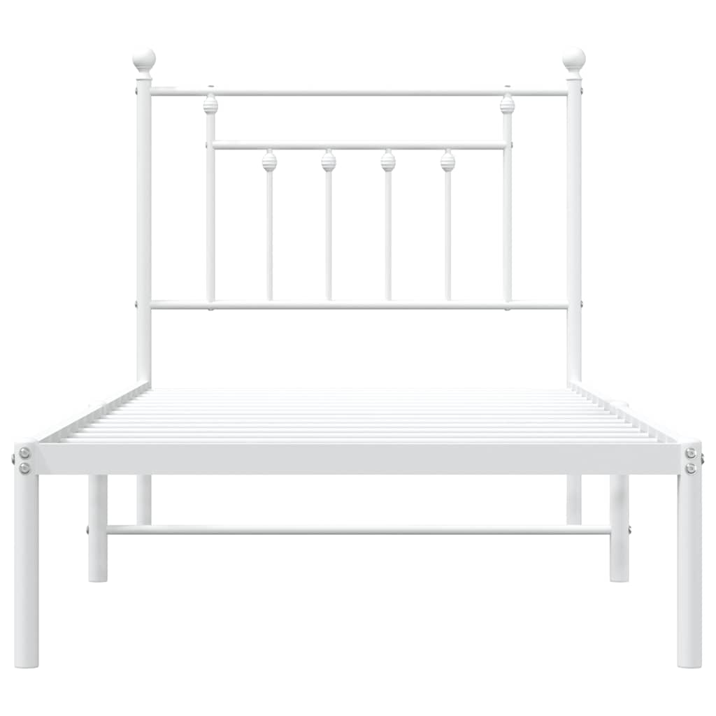 vidaXL Metal Bed Frame without Mattress with Headboard White 90x200cm 6
