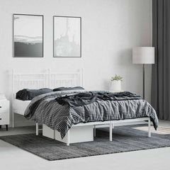 vidaXL Metal Bed Frame without Mattress with Headboard White 140x190cm 4