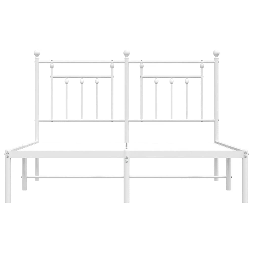 vidaXL Metal Bed Frame without Mattress with Headboard White 140x190cm 6