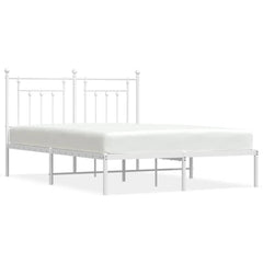 vidaXL Metal Bed Frame without Mattress with Headboard White 140x200cm 2