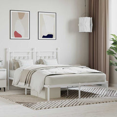 vidaXL Metal Bed Frame without Mattress with Headboard White 140x200cm 1