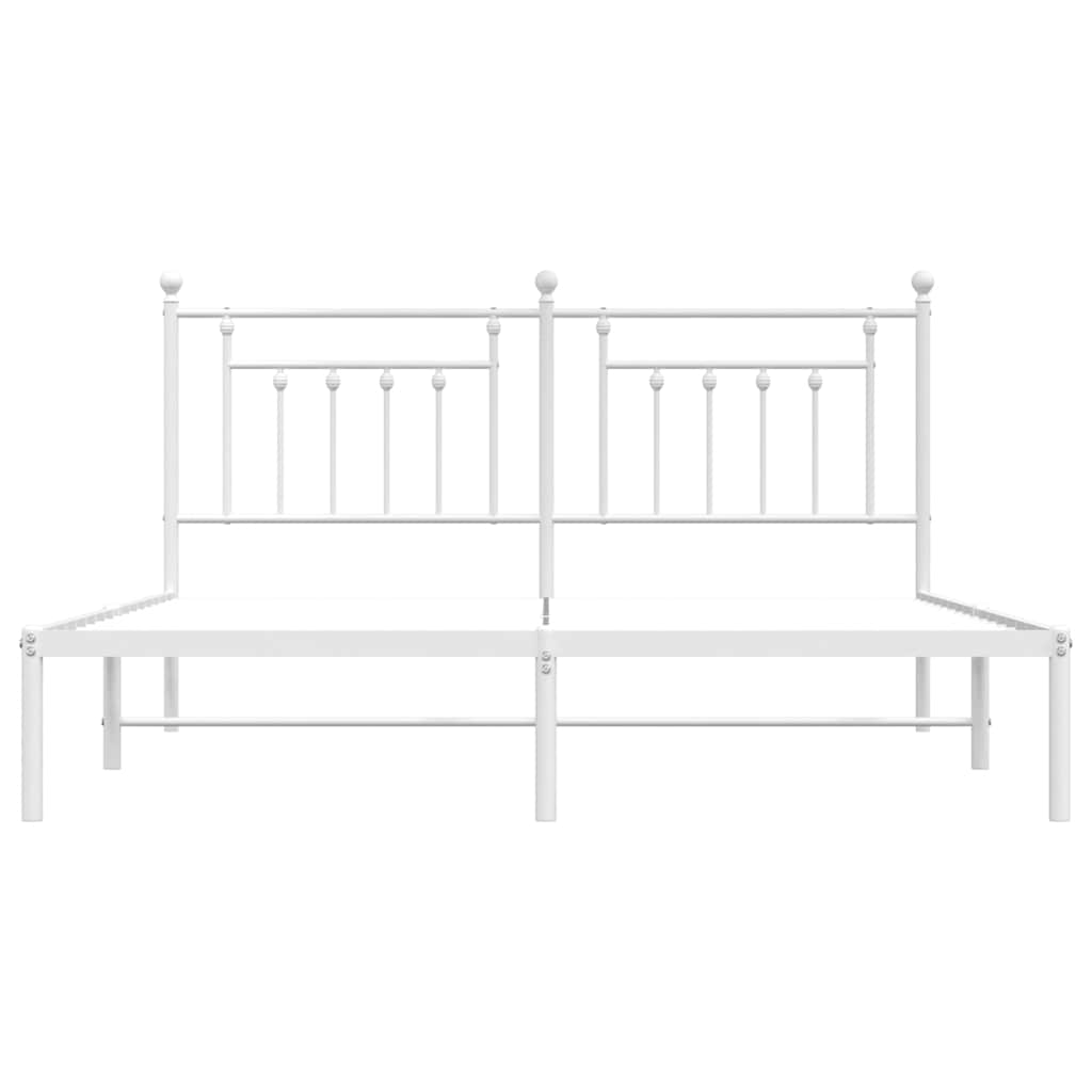 vidaXL Metal Bed Frame without Mattress with Headboard White 183x213cm 6