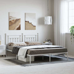 vidaXL Metal Bed Frame without Mattress with Headboard White 183x213cm 1