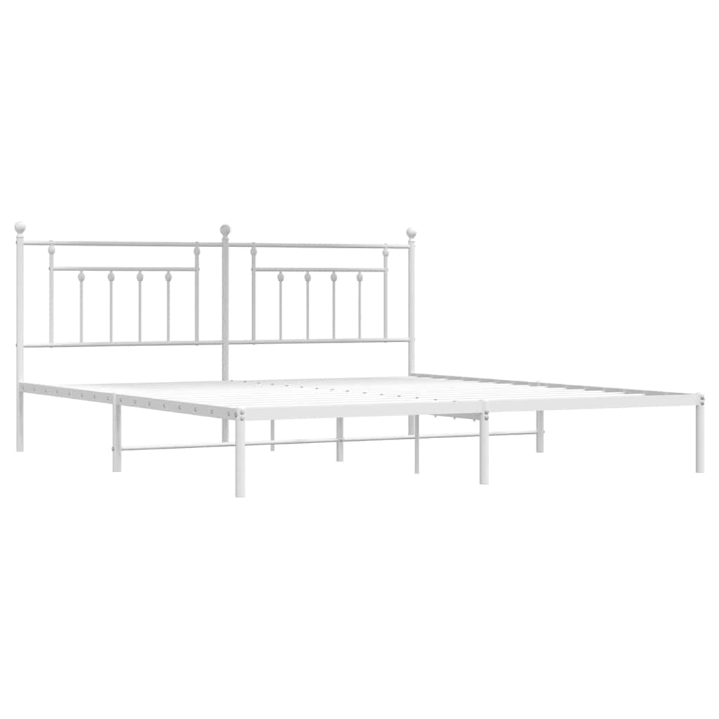 vidaXL Metal Bed Frame without Mattress with Headboard White 193x203cm 3