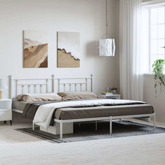 vidaXL Metal Bed Frame without Mattress with Headboard White 193x203cm 1
