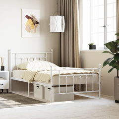 Metal Bed Frame without Mattress with Footboard with Headboard & Footboard White 107 cm 203 cm