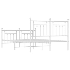 Metal Bed Frame without Mattress with Footboard with Headboard & Footboard White 140 cm 190 cm