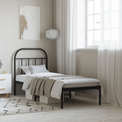vidaXL Metal Bed Frame without Mattress with Headboard Black 75x190cm 1