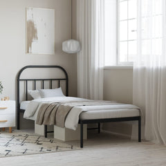 vidaXL Metal Bed Frame without Mattress with Headboard Black 90x190cm 1