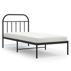 vidaXL Metal Bed Frame without Mattress with Headboard Black 90x200cm 2