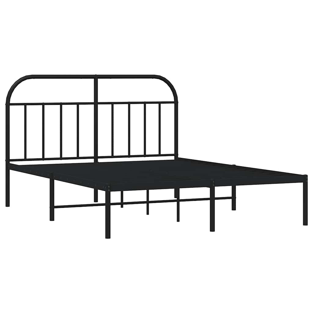 vidaXL Metal Bed Frame without Mattress with Headboard Black 140x190cm 3
