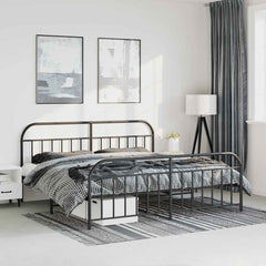Metal Bed Frame without Mattress with Footboard with Headboard & Footboard Black 193 cm 203 cm