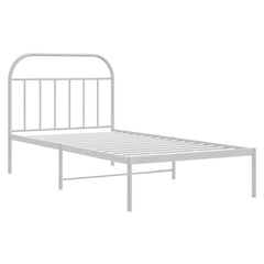 vidaXL Metal Bed Frame without Mattress with Headboard White 100x190cm 3