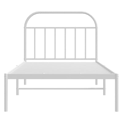 Metal Bed Frame with Headboard White 107x203 cm