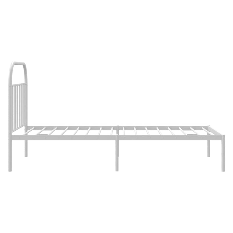 Metal Bed Frame with Headboard White 107x203 cm